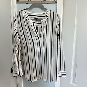 Talbots Sz L black and white popover